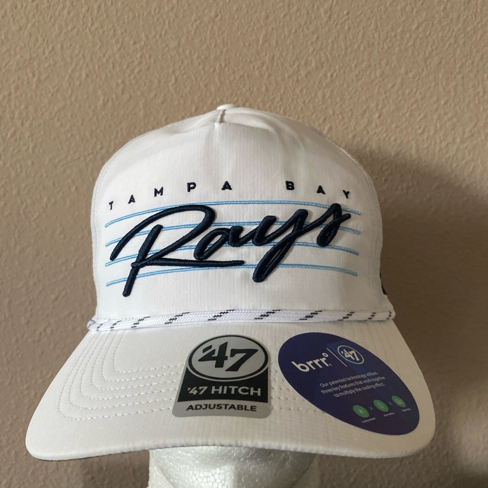 2024 TAMPA BAY RAYS 47' Downburst White Rope‎ Hitch Adjustable SNAPBACK Hat